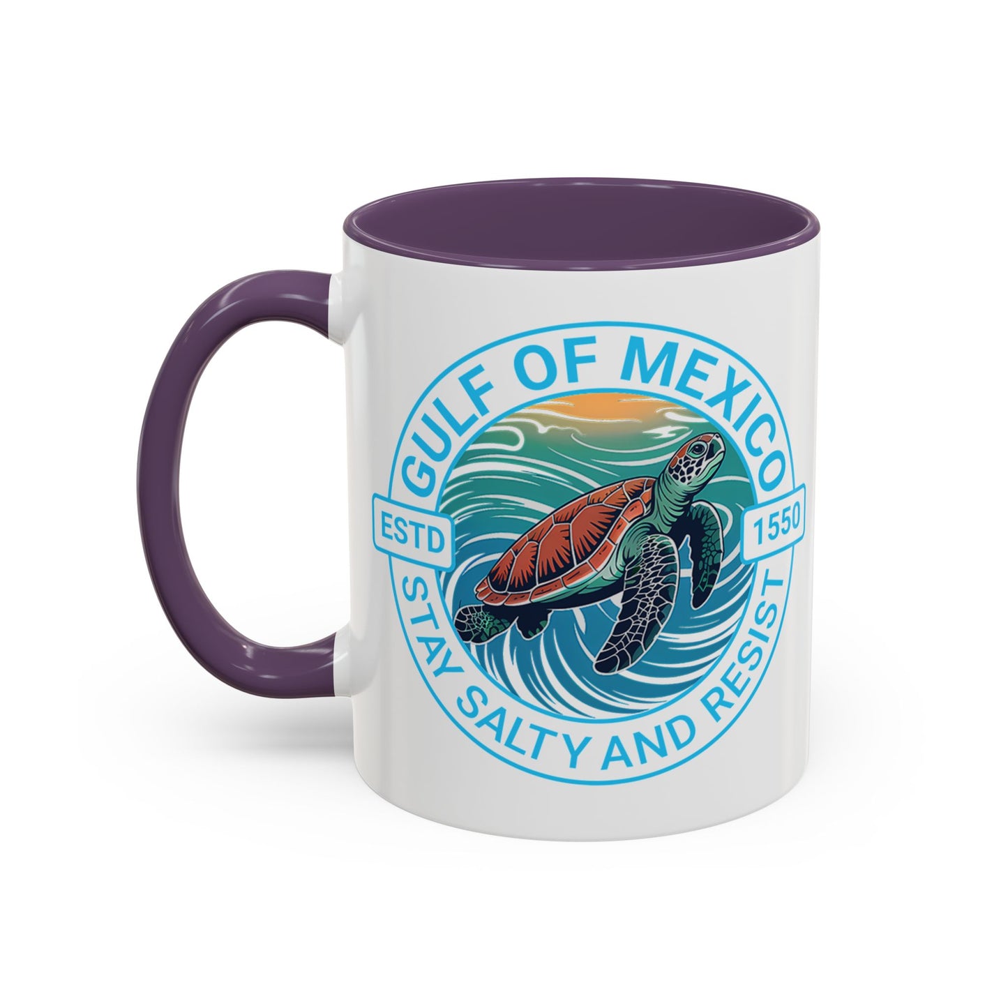Gulf of Mexico Turtle Coffee Mug — "Stay Salty and Resist" Accent Ceramic Mug