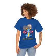 Dragon Heart T‑Shirt — Cute Blue Dragon 'Here Be Dragons' Tee