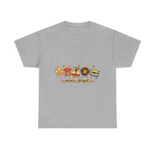 Retro Music Tee — "Never Forget" Vinyl, Cassette & CD Throwback Shirt