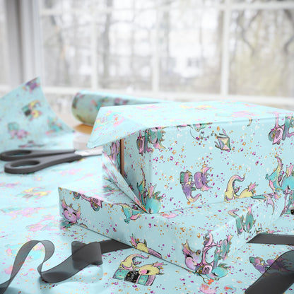 Cute Dragons Gift Wrap (Blue)