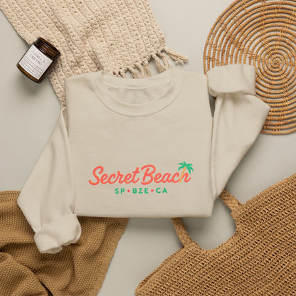 Secret Beach embroidered Crewneck Sweatshirt — Retro Palm Beach Vibes