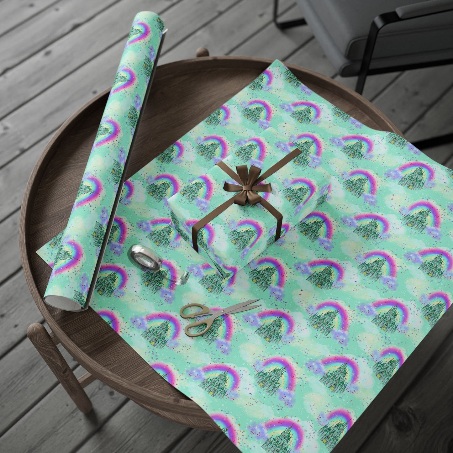 Over the Rainbow Castle and Rainbow Wrapping Paper Roll