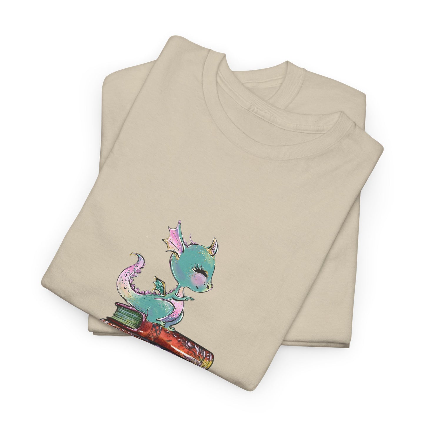Book Dragon T-Shirt — Cute Book Stack Dragons Reading Tee