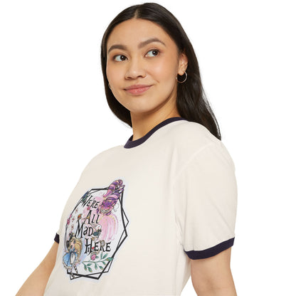 Alice in Wonderland "We're All Mad Here" Ringer T-Shirt