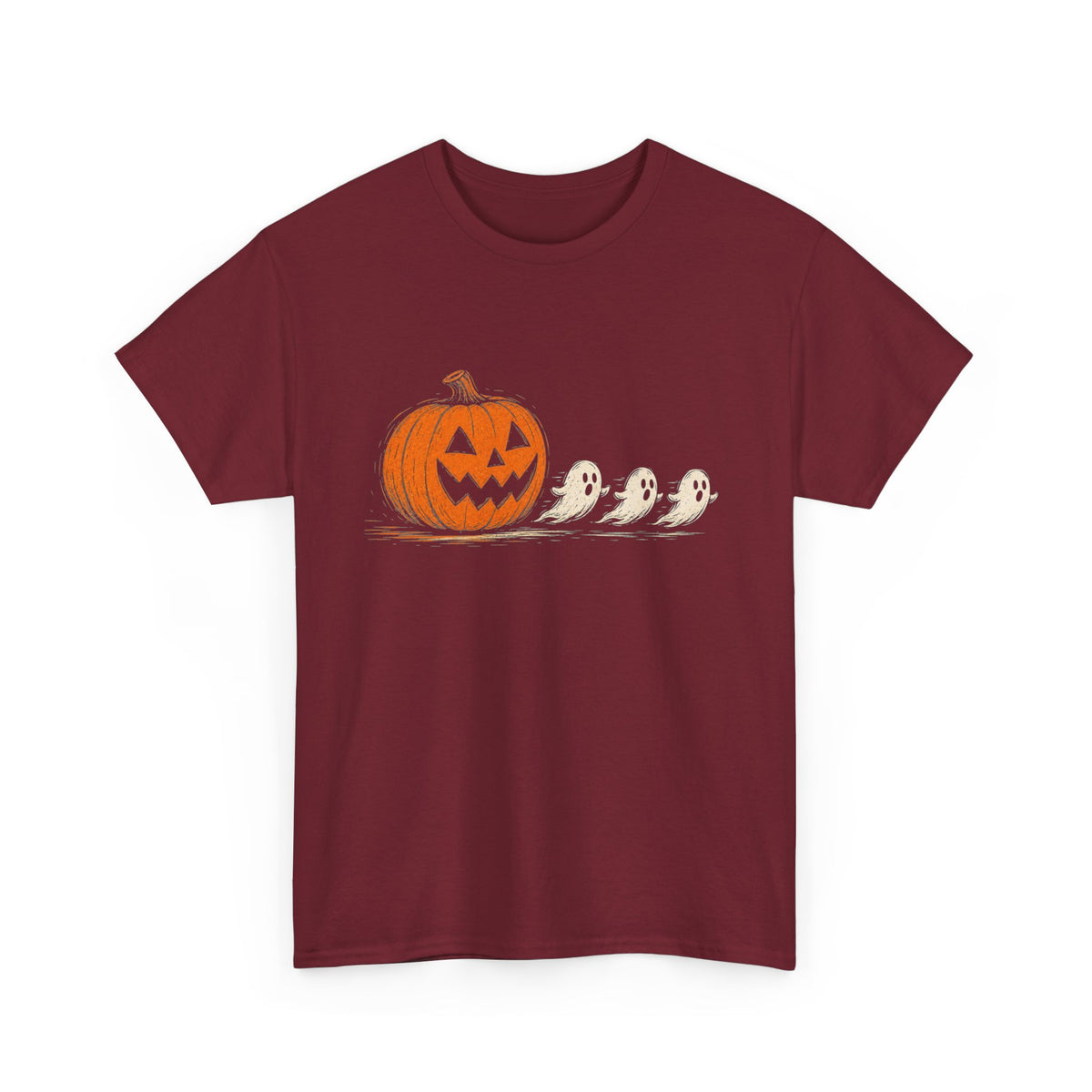 Halloween Pumpkin & Ghost Tee — Cute Jack-o'-Lantern with Ghost Friends
