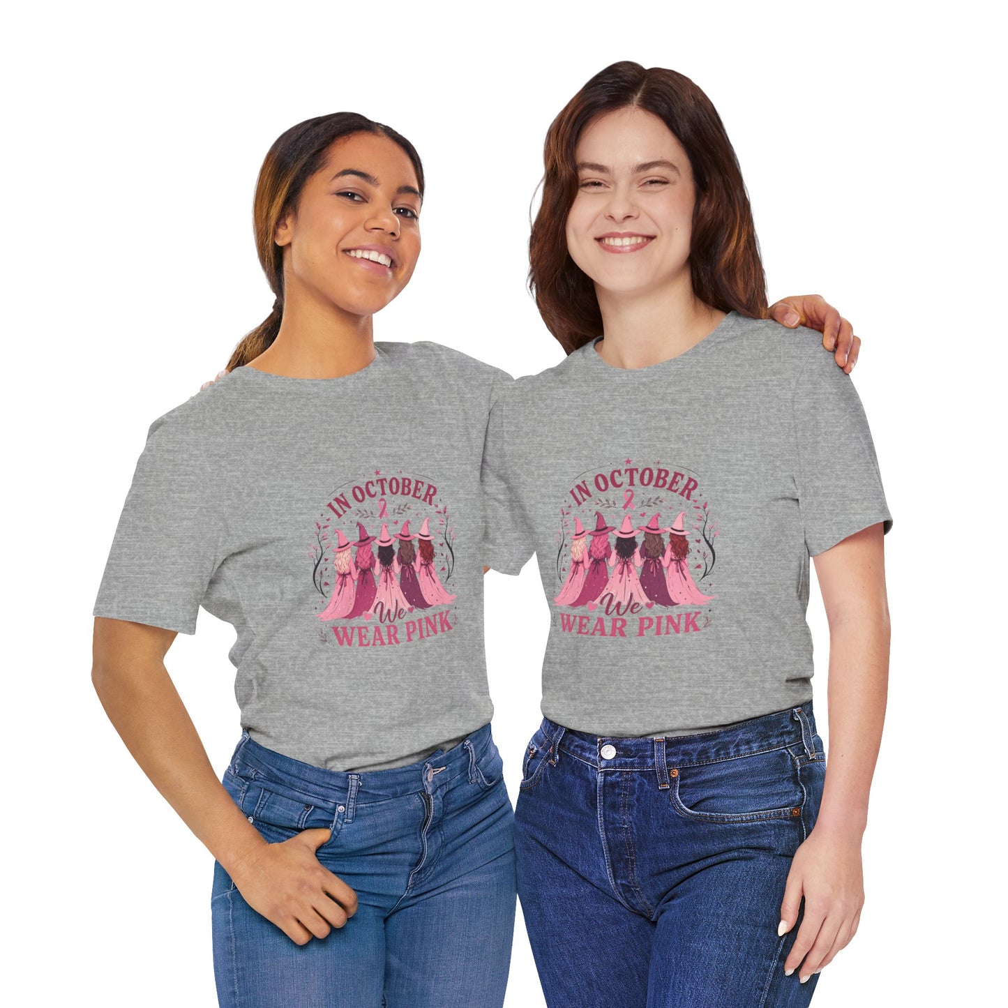 Breast Cancer Awareness Tee — "In October We Wear Pink" Short Sleeve Shirt