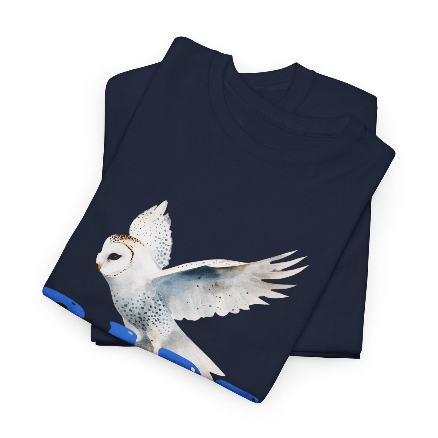 Babe With the Power Graphic Tee — Retro Blue Psychedelic Owl Design