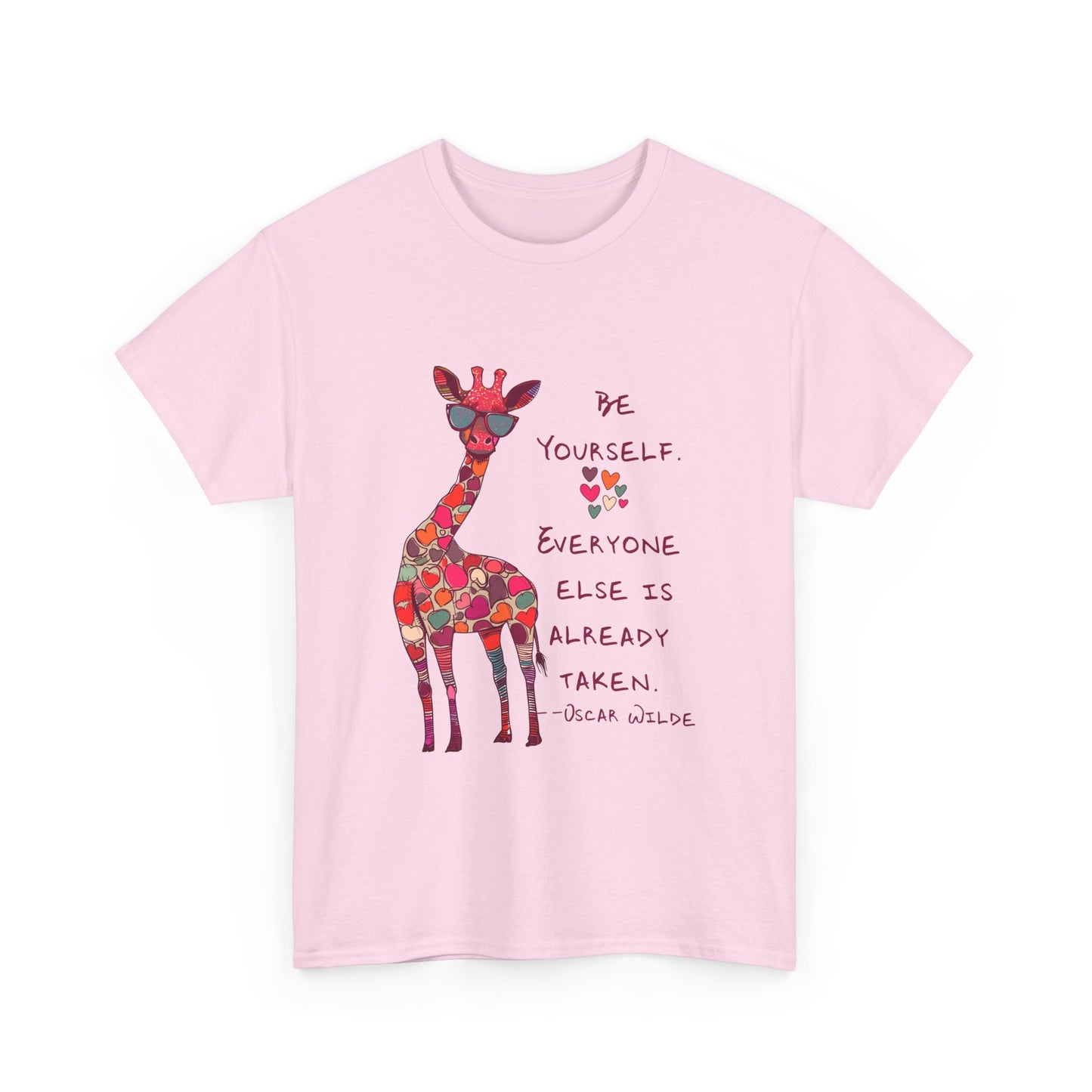 Giraffe Floral Tee — "Be Yourself" Inspirational Graphic T-Shirt