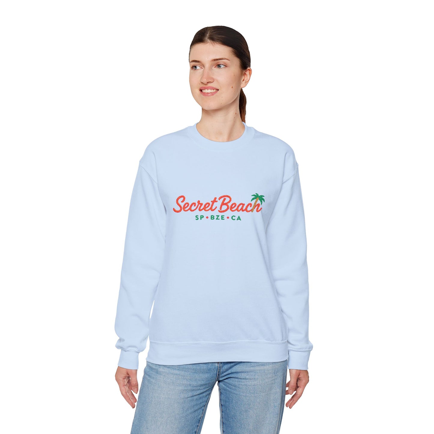 Secret Beach embroidered Crewneck Sweatshirt — Retro Palm Beach Vibes