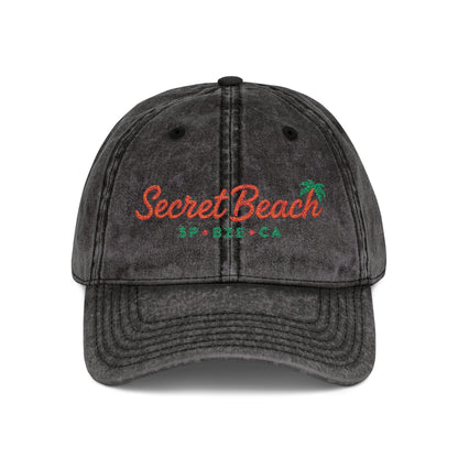 Vintage Embroidered Baseball Cap — "Secret Beach" Palm Logo