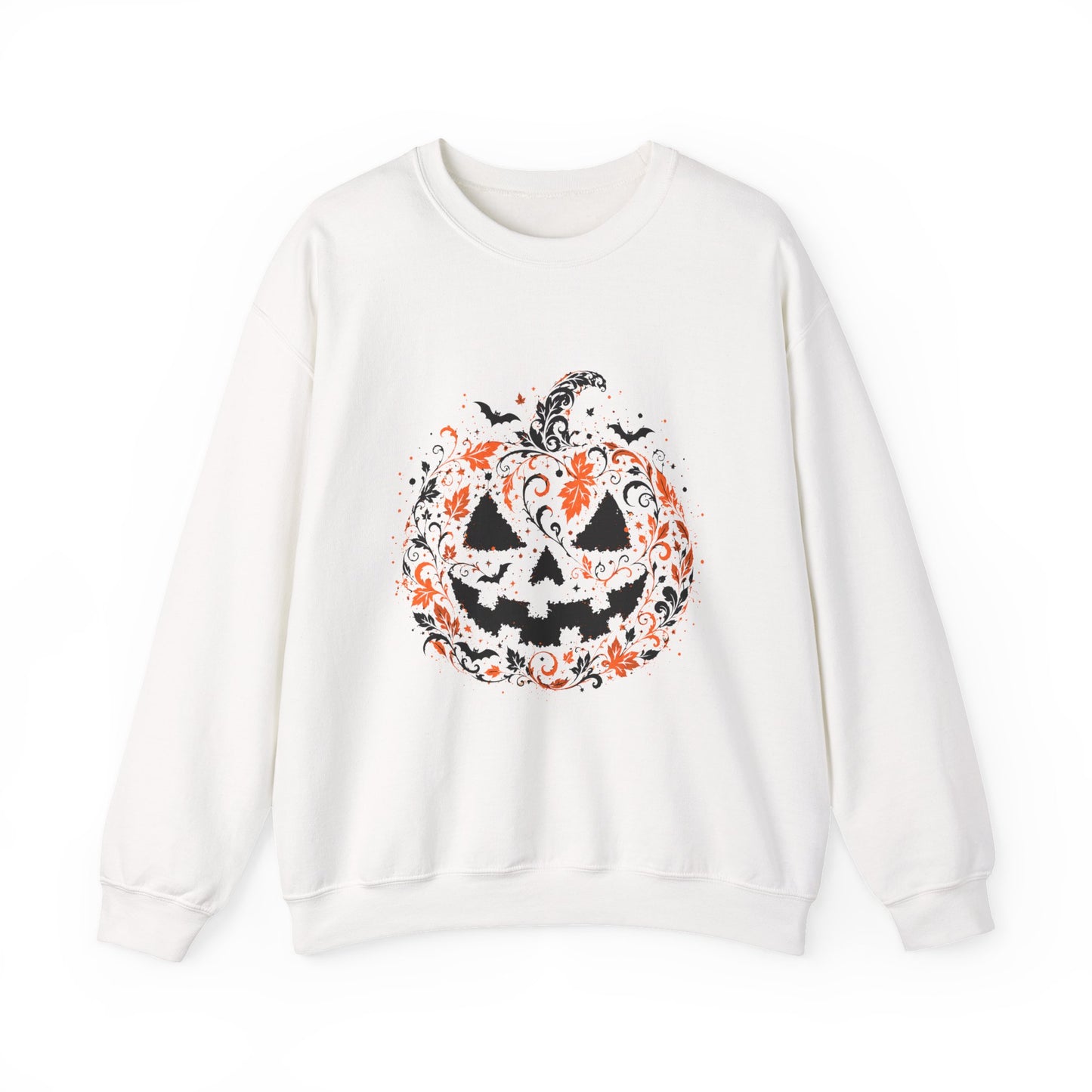 Halloween Pumpkin Crewneck Sweatshirt – Floral Jack-O'-Lantern Design