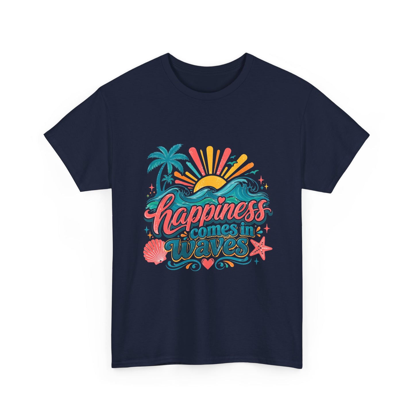 Happiness Comes in Waves T-Shirt — Beachy Summer Graphic Tee