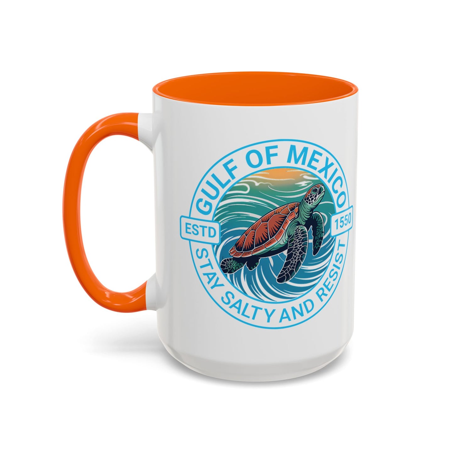 Gulf of Mexico Turtle Coffee Mug — "Stay Salty and Resist" Accent Ceramic Mug