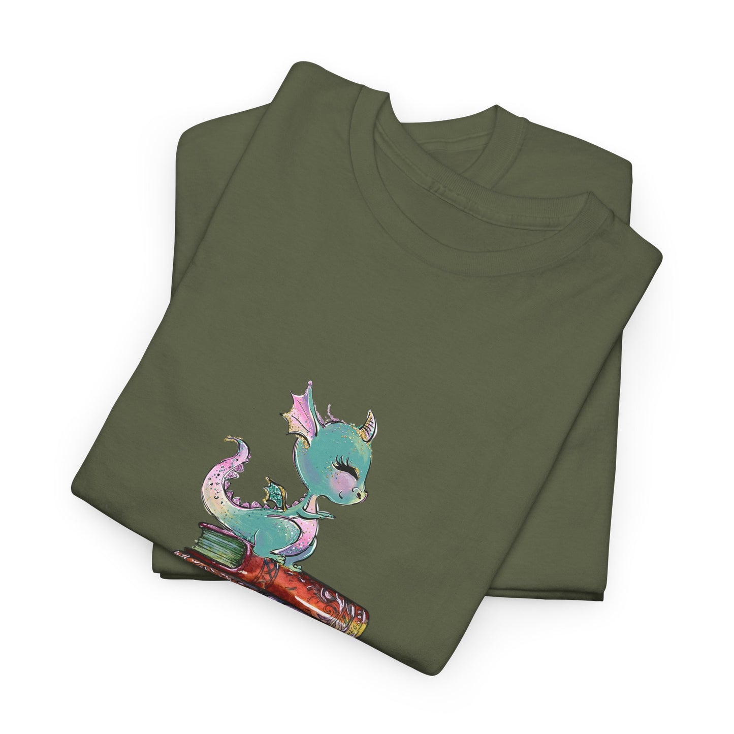 Book Dragon T-Shirt — Cute Book Stack Dragons Reading Tee