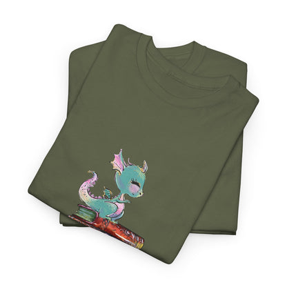 Book Dragon T-Shirt — Cute Book Stack Dragons Reading Tee