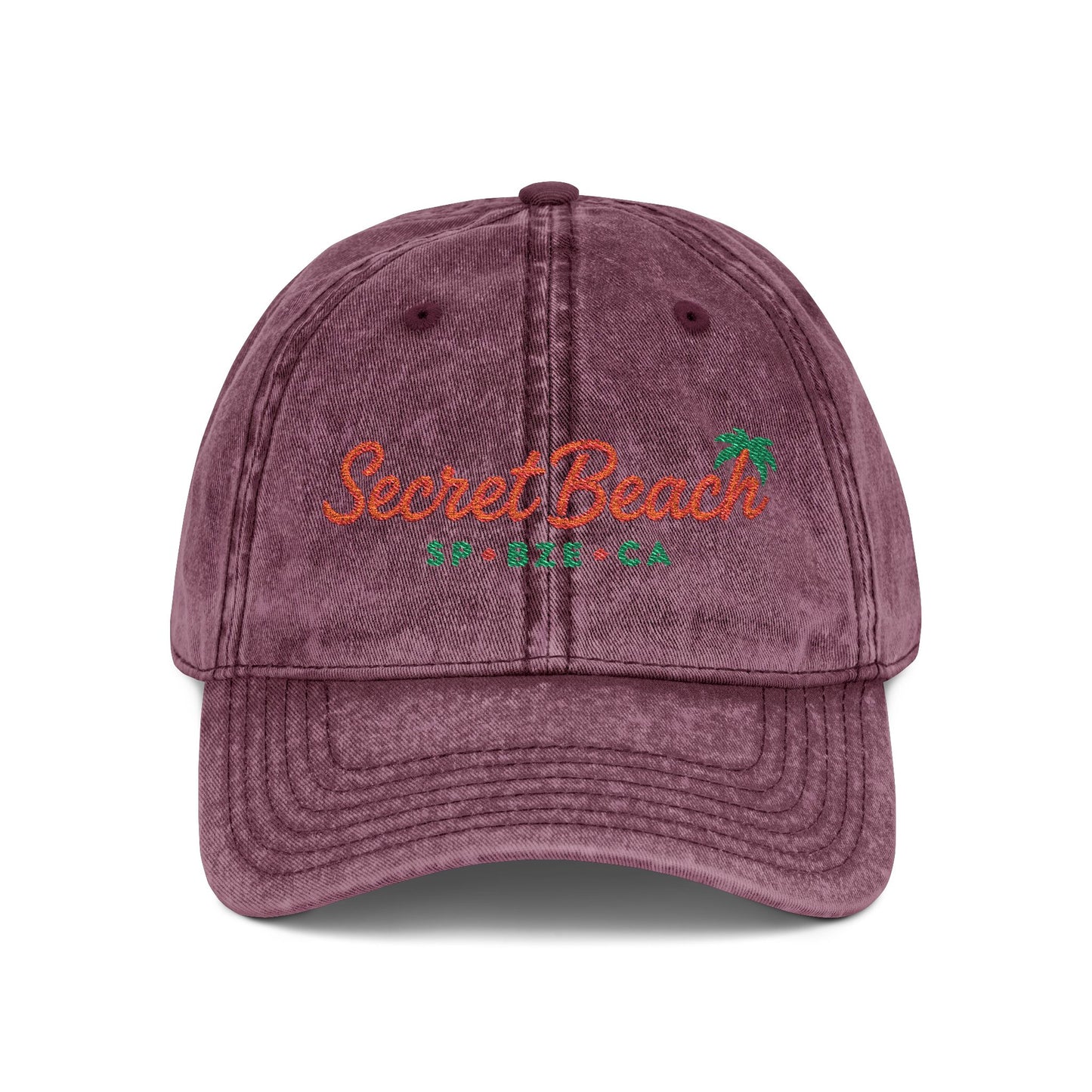 Vintage Embroidered Baseball Cap — "Secret Beach" Palm Logo