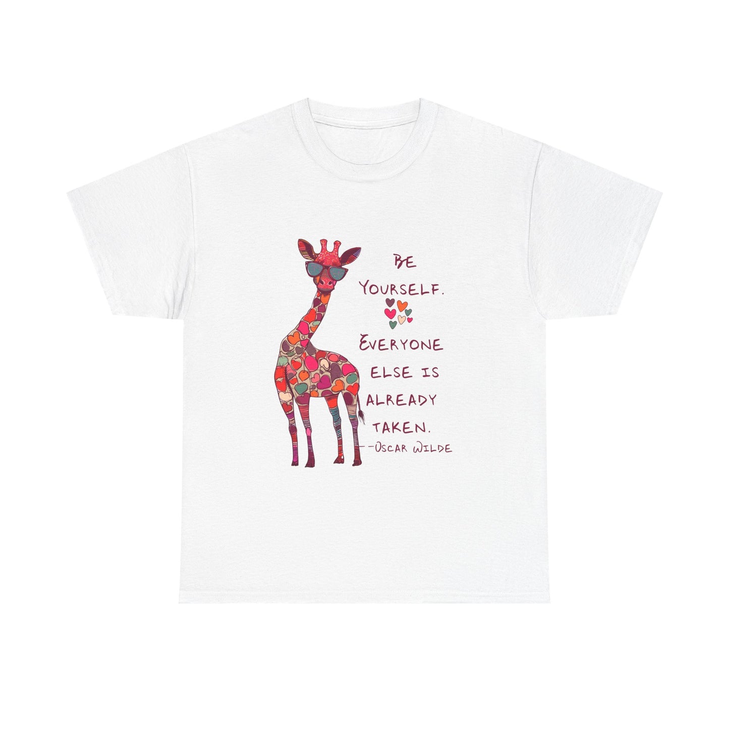 Giraffe Floral Tee — "Be Yourself" Inspirational Graphic T-Shirt
