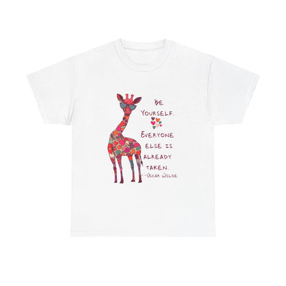 Giraffe Floral Tee — "Be Yourself" Inspirational Graphic T-Shirt