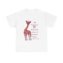 Giraffe Floral Tee — "Be Yourself" Inspirational Graphic T-Shirt