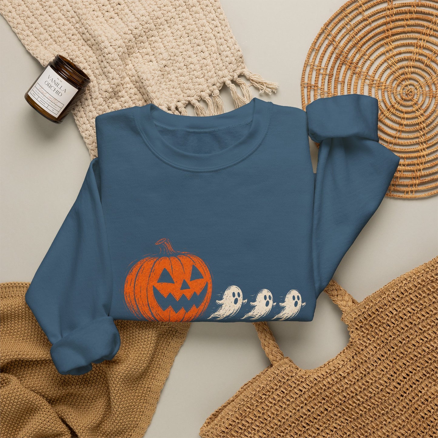 Halloween Pumpkin & Ghosts Crewneck Sweatshirt