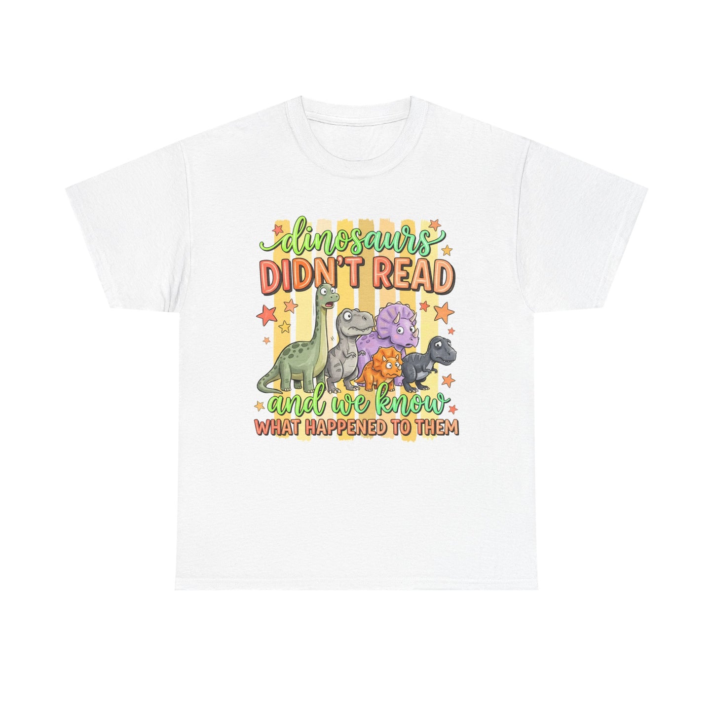 Dinosaur T‑Shirt — "Dinosaurs Didn't Read" Cute Retro Dino Graphic Tee