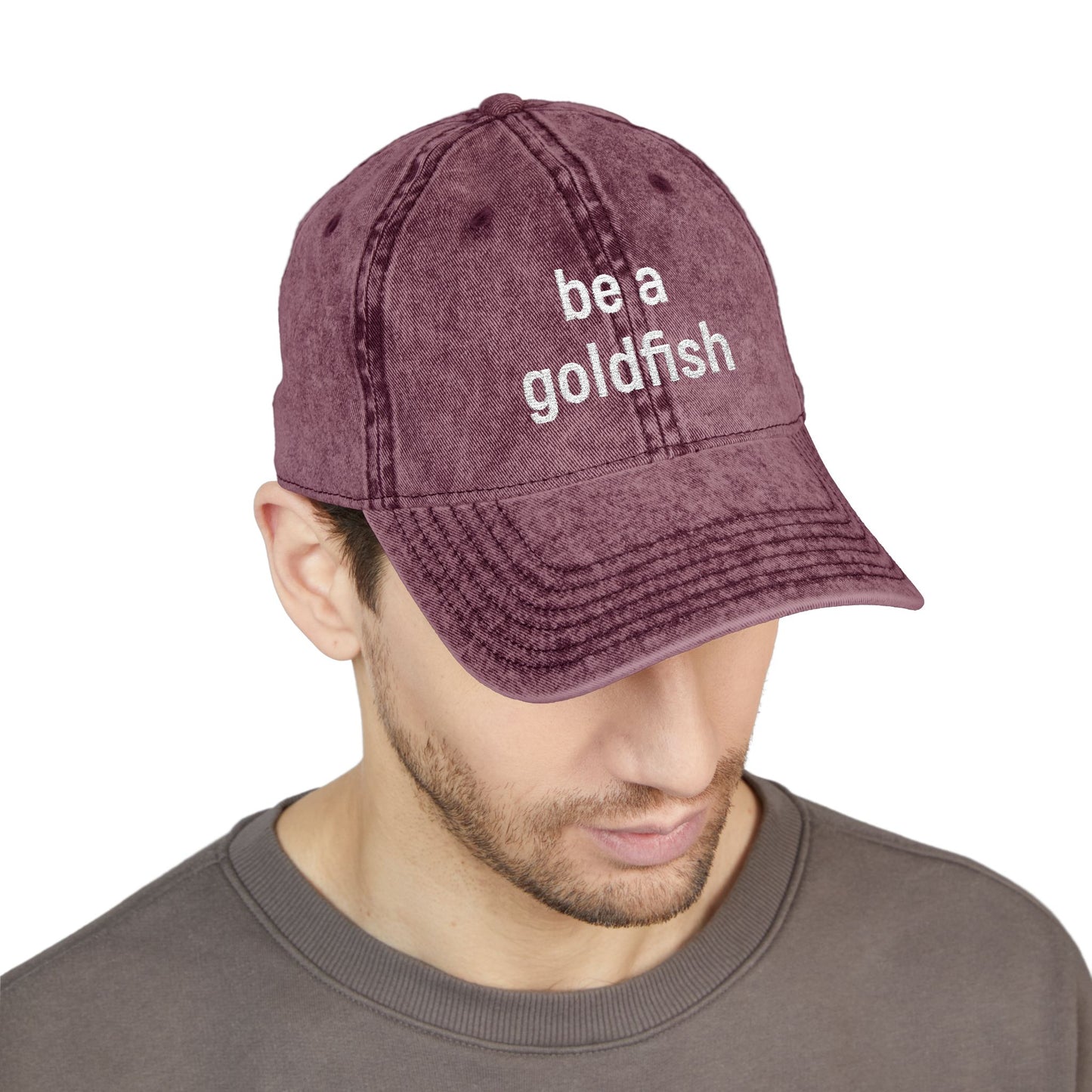 Embroidered Vintage Cap — "be a goldfish"