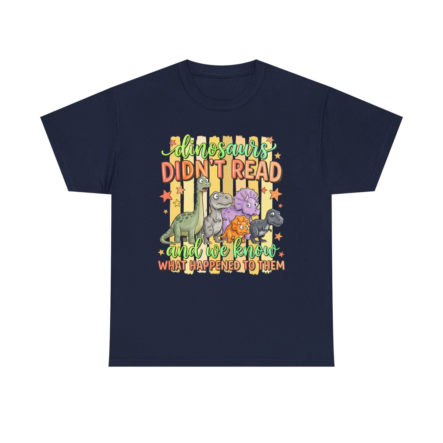 Dinosaur T‑Shirt — "Dinosaurs Didn't Read" Cute Retro Dino Graphic Tee