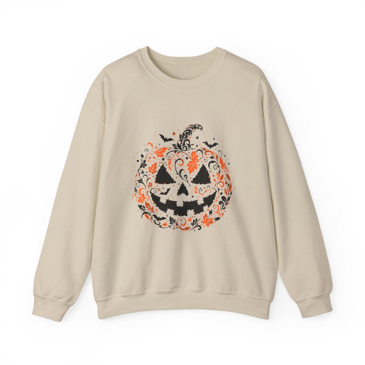 Halloween Pumpkin Crewneck Sweatshirt – Floral Jack-O'-Lantern Design