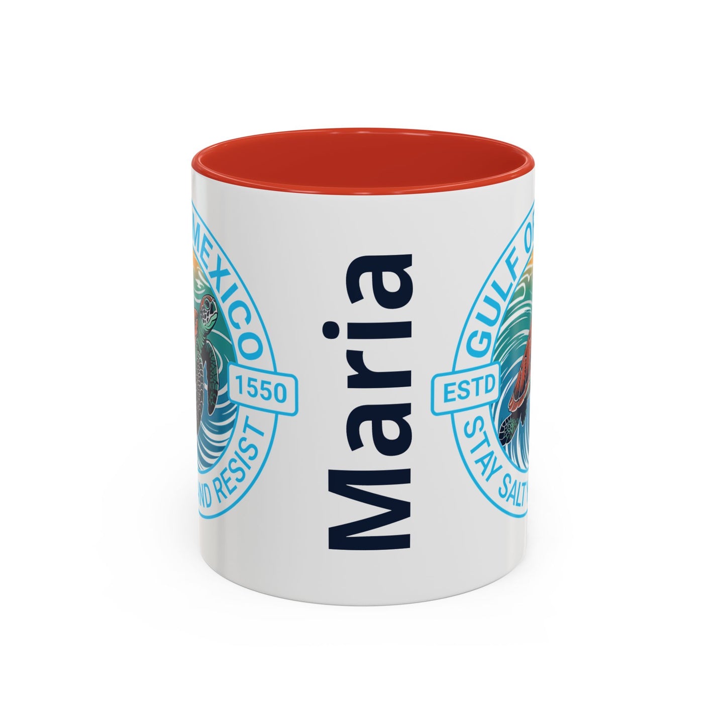 Customizable Gulf of Mexico Turtle Coffee Mug — "Stay Salty and Resist" Accent Ceramic Mug