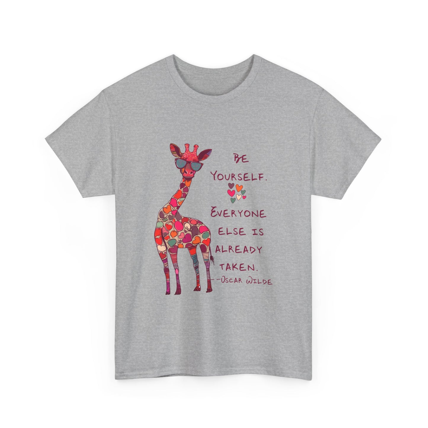 Giraffe Floral Tee — "Be Yourself" Inspirational Graphic T-Shirt