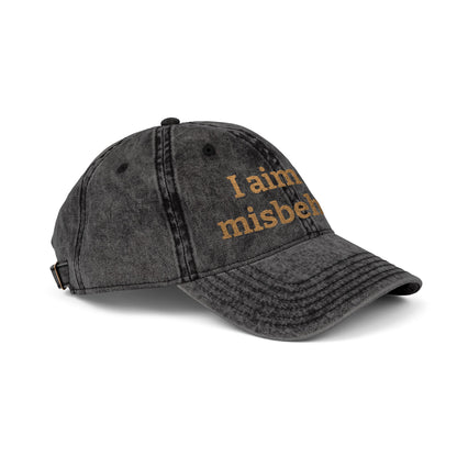 Embroidered Vintage Cap — "I aim to misbehave" Distressed Hat