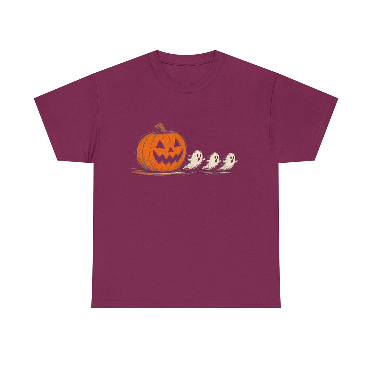 Halloween Pumpkin & Ghost Tee — Cute Jack-o'-Lantern with Ghost Friends