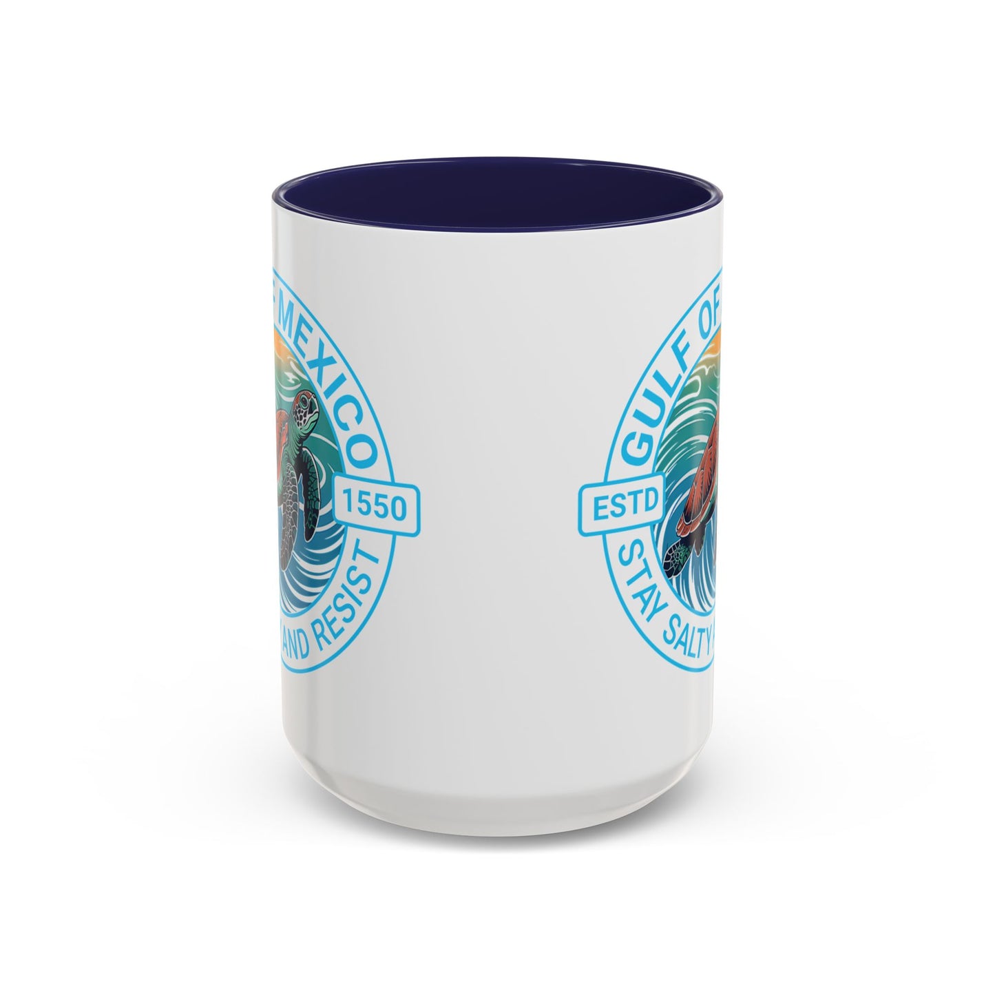 Gulf of Mexico Turtle Coffee Mug — "Stay Salty and Resist" Accent Ceramic Mug