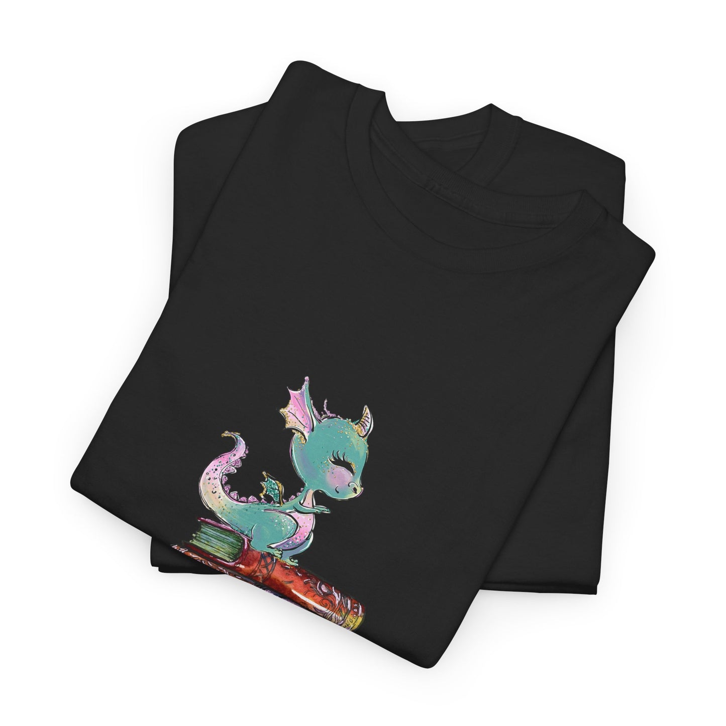 Book Dragon T-Shirt — Cute Book Stack Dragons Reading Tee