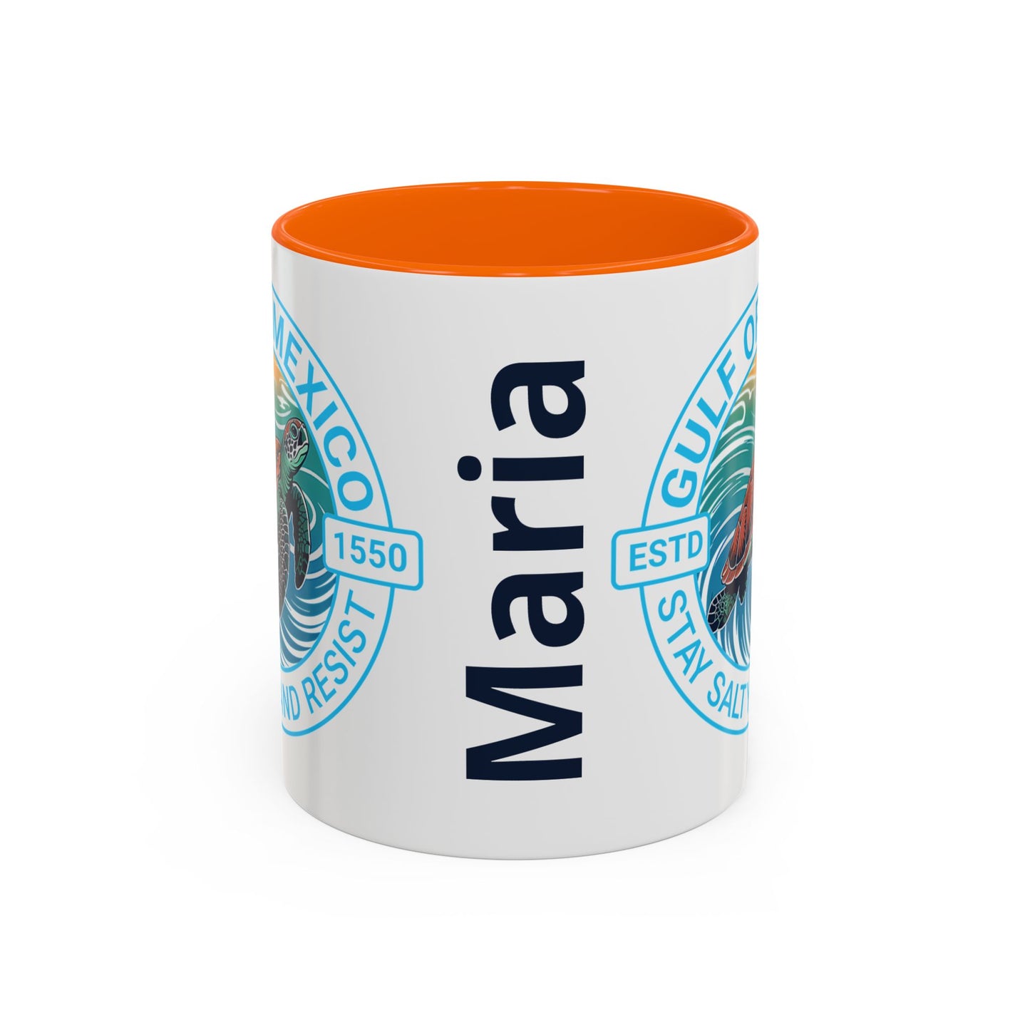 Customizable Gulf of Mexico Turtle Coffee Mug — "Stay Salty and Resist" Accent Ceramic Mug
