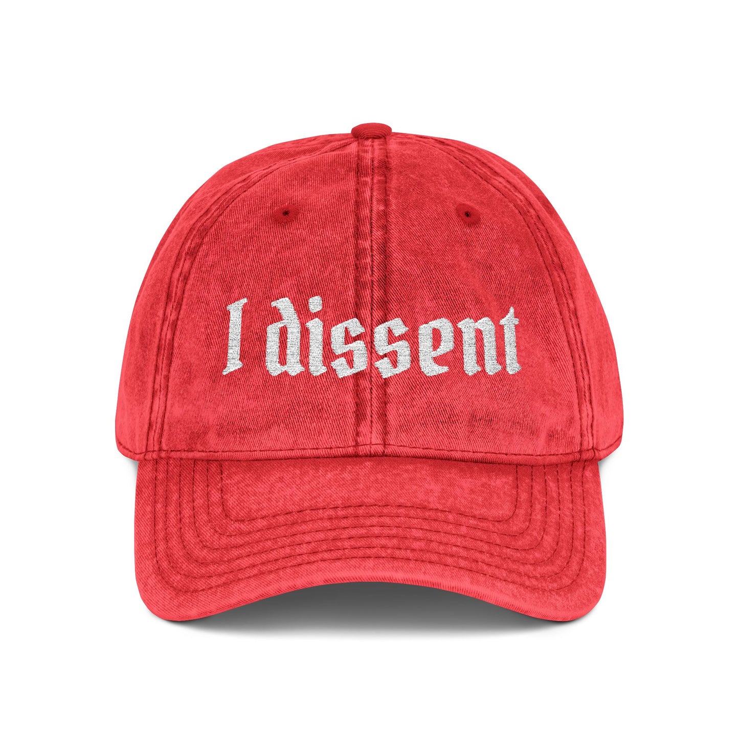 Embroidered 'I Dissent' Vintage Cap - White text