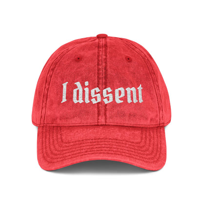 Embroidered 'I Dissent' Vintage Cap - White text