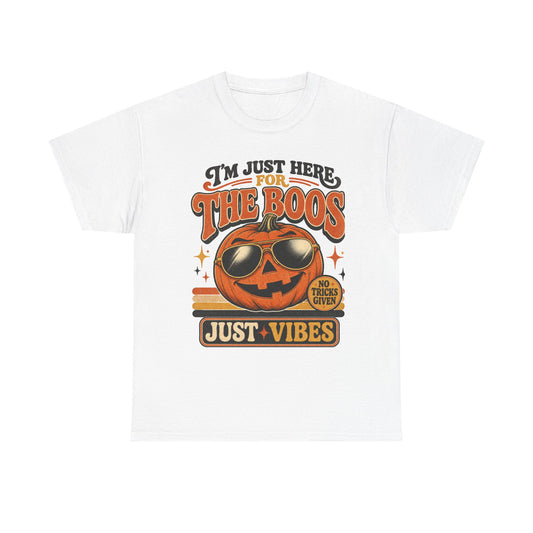 Halloween Pumpkin Tee — "I’m Just Here for the Boos" Retro Vibes