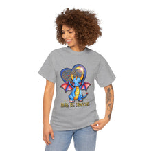 Dragon Heart T‑Shirt — Cute Blue Dragon 'Here Be Dragons' Tee