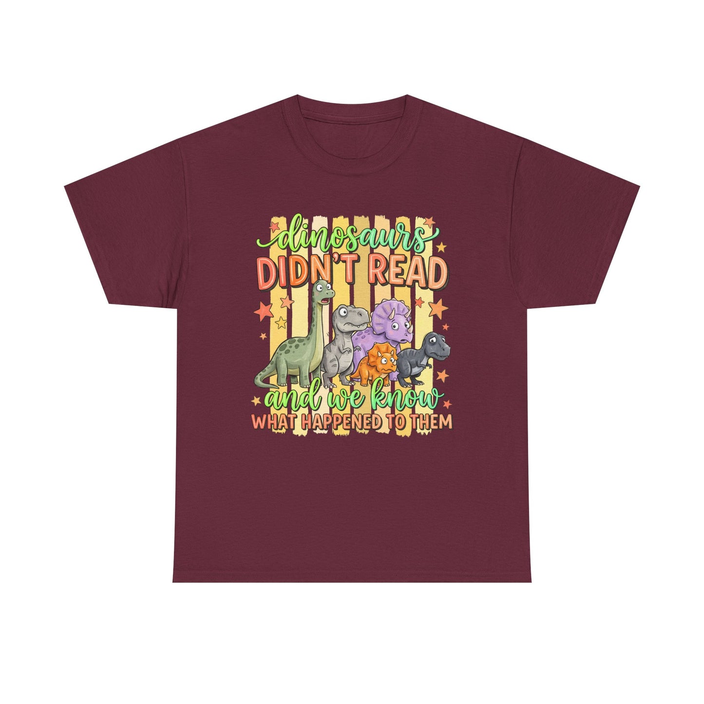Dinosaur T‑Shirt — "Dinosaurs Didn't Read" Cute Retro Dino Graphic Tee
