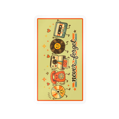 Retro Music Vinyl Decal — "Never Forget" Kiss-Cut Sticker