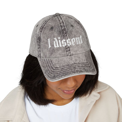 Embroidered 'I Dissent' Vintage Cap - White text