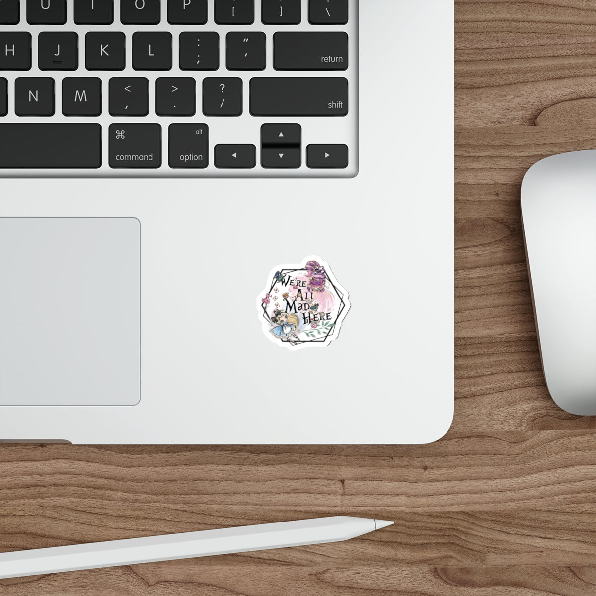 Alice in Wonderland 'We're All Mad Here' Die-Cut Sticker