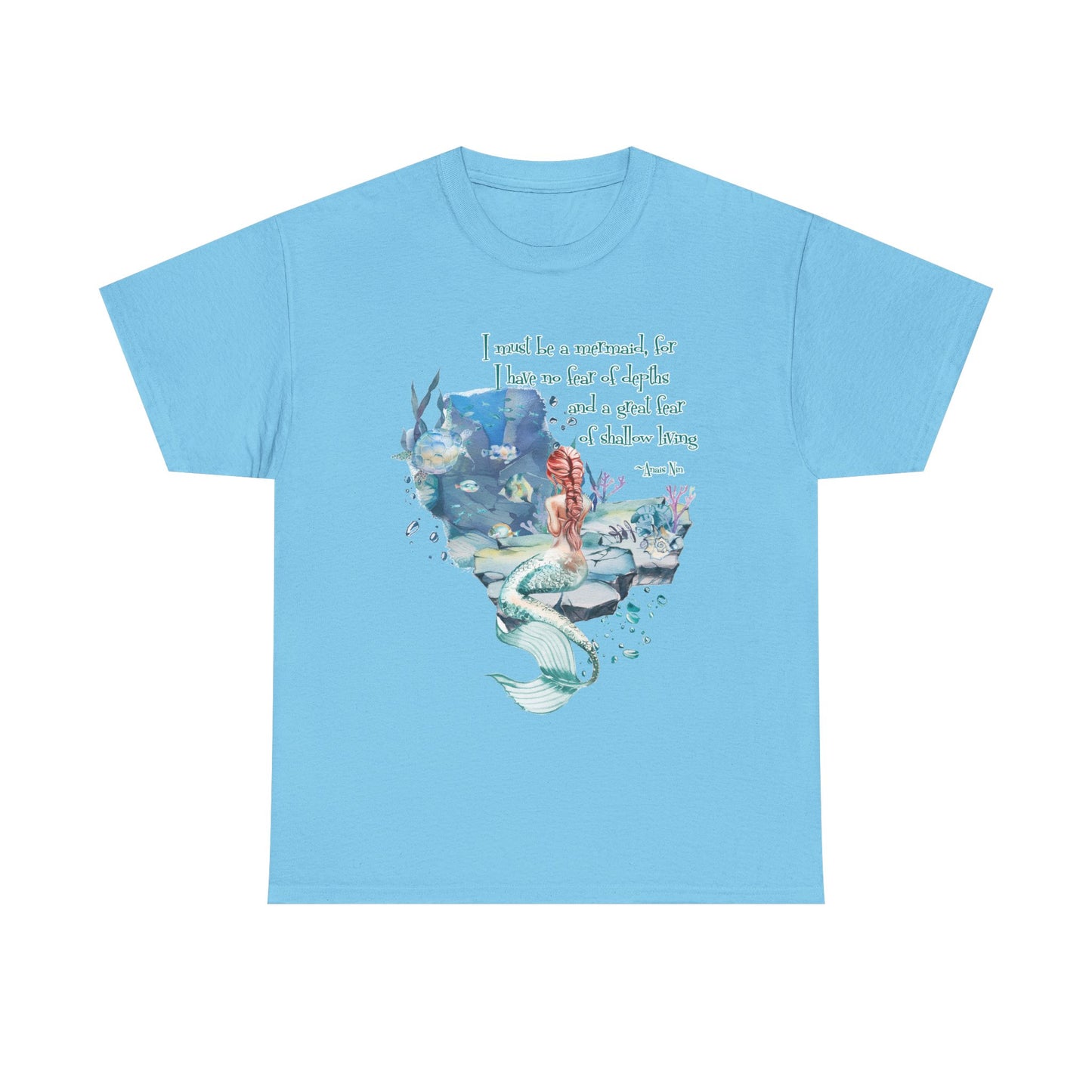 Mermaid Quote T-Shirt — 'I Must Be a Mermaid' Watercolor Tee  - Light colors