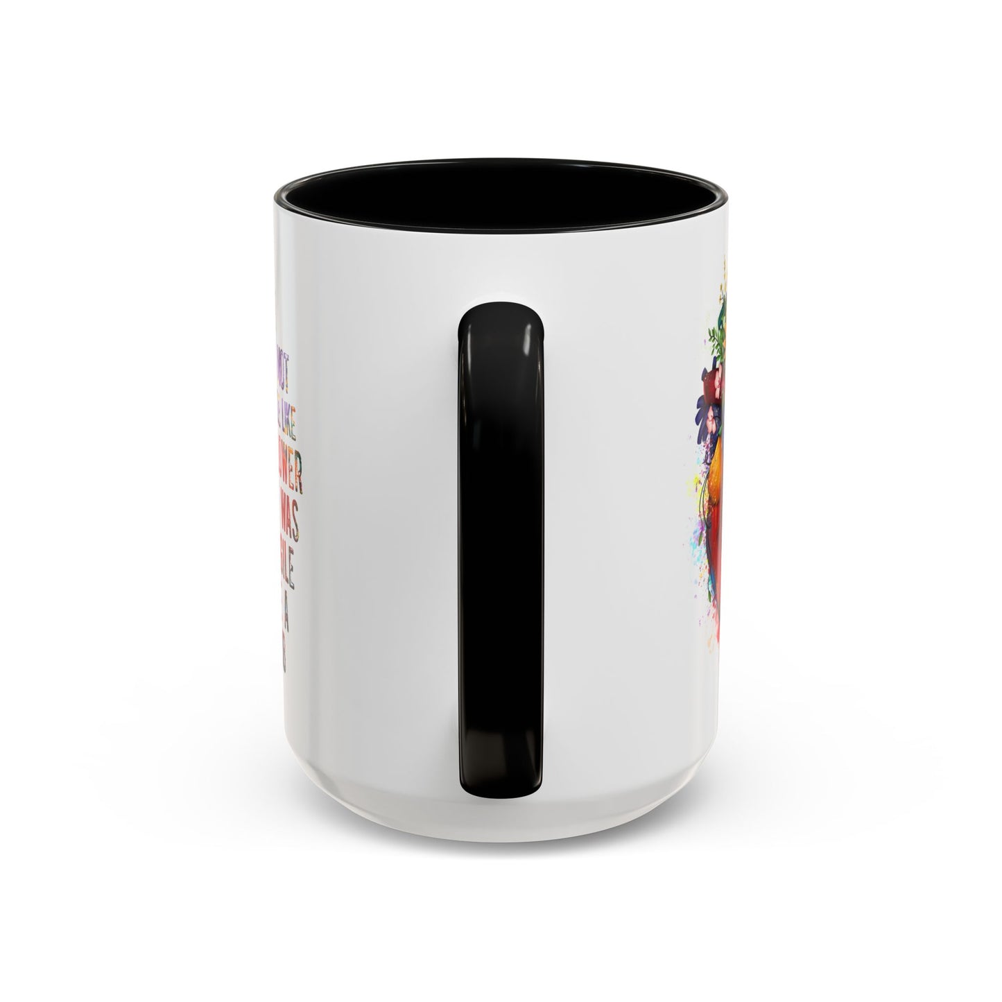Customizable Accent Coffee Mug — "She Was Not Fragile Like a Flower, She Was Fragile Like a Bomb" Colorful Heart Floral Design (11/15 oz)