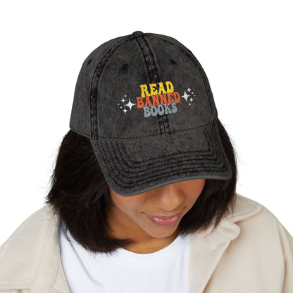 Vintage Embroidered Cap – "Read Banned Books" Retro Cotton Hat