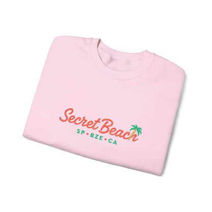 Secret Beach embroidered Crewneck Sweatshirt — Retro Palm Beach Vibes