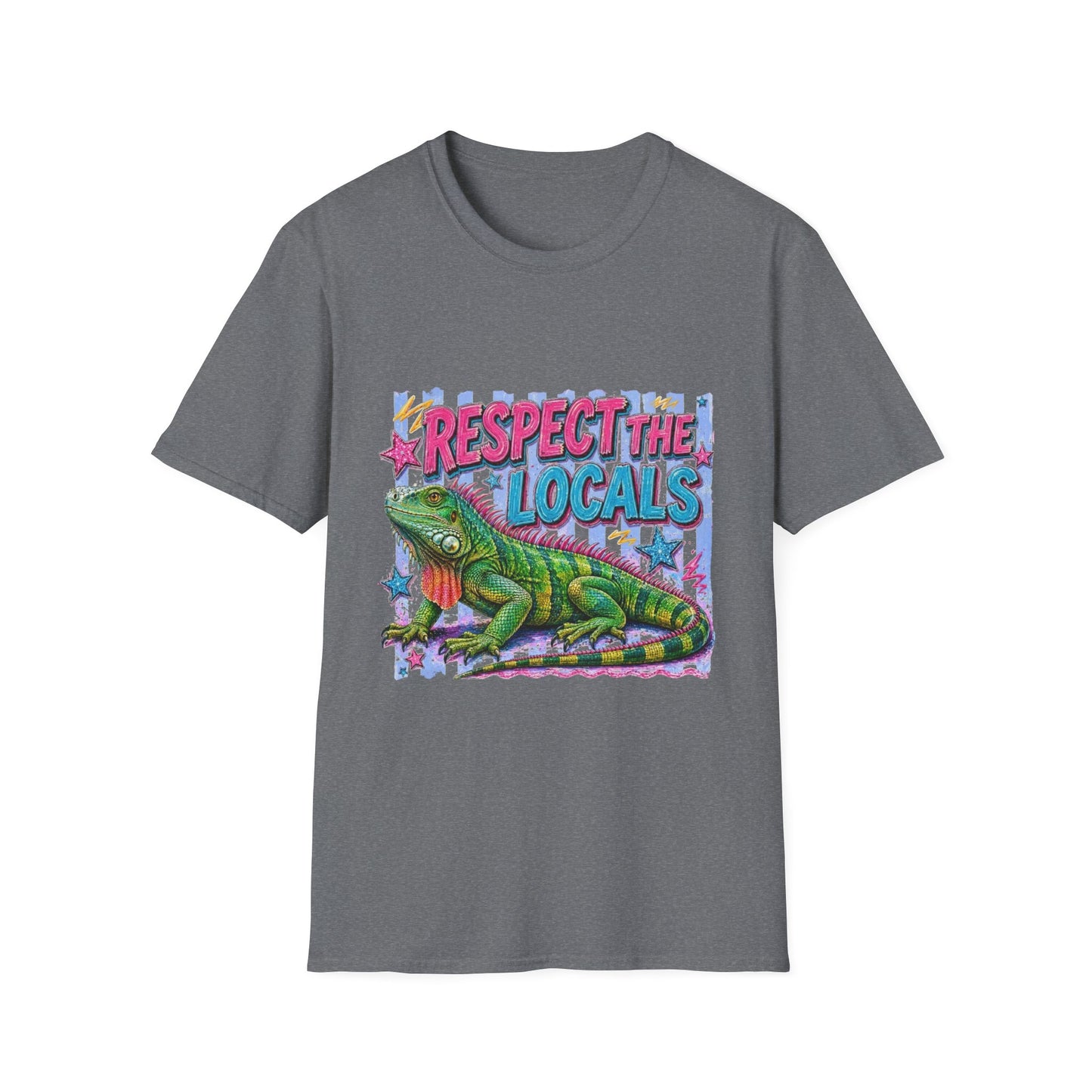 Respect the Locals T-Shirt — Colorful Iguana Graphic Tee