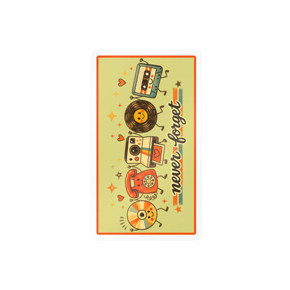 Retro Music Vinyl Decal — "Never Forget" Kiss-Cut Sticker