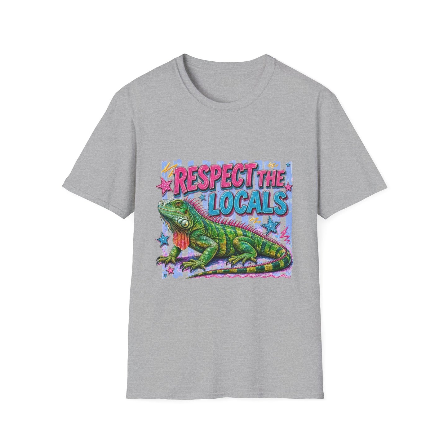Respect the Locals T-Shirt — Colorful Iguana Graphic Tee